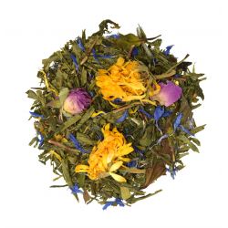 Tisane, Morning Melody BIO (Thé vert Sencha, Pai Mu Tan, souci, rose, bleuet) - 100g - Mon Instant CacaoThé