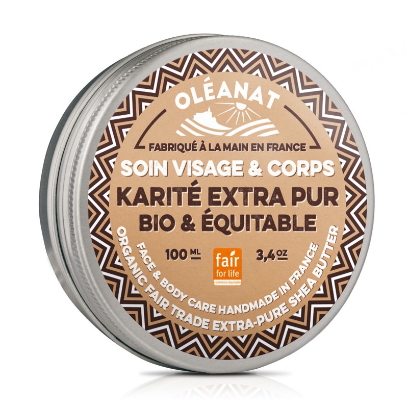 Beurre de karité extra-pur BIO, équitable et sans parfum - 100ml - Oléanat