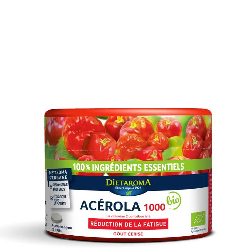 Acerola Bio 1000, vitamina C e riduzione della fatica - 60 compresse - Dietaroma