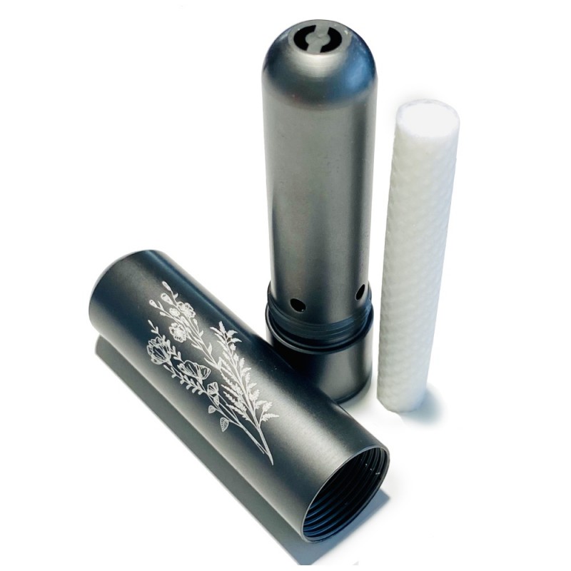 Inhalator für ätherische Öle INALIA aus Aluminium, mit Baumwolldocht, Grau - 1Stk - Innobiz