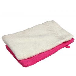 Gants de toilette (lavette) en coton BIO, Framboise - 21 x 16cm - Anaé