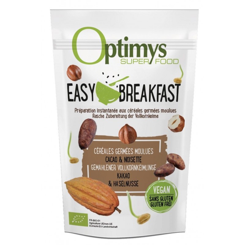 Easy Breakfast (préparation instantanée) - Cacao, noisette Bio - 350g - Optimys